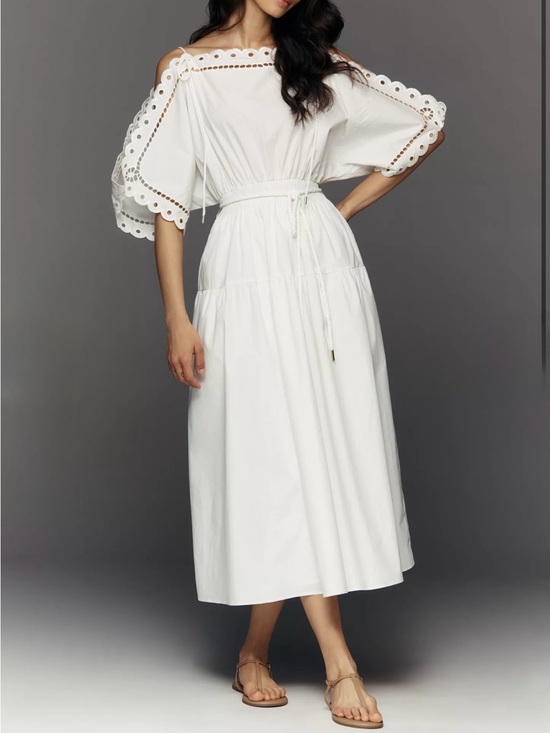 Anthropologie Dresses & Skirts - MARE MARE COLD-SHOULDER EYELET MIDI DRESS